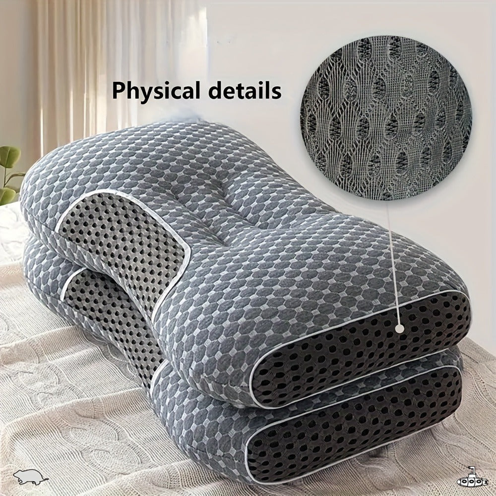 Cervical Contour Neck Massage Pillow – Ergonomic Bone-Shape Support with Detachable Moisture-Absorbing Cover | Soft High-Quality Pillow Core