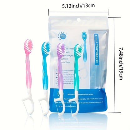 Disposable Toothbrush 24-Pack, Mini Beads No-Rinse Travel Toothbrush, Mixed Flavors, Portable Oral Care Kit for Outdoor Travel