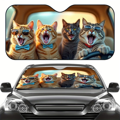 Cute Cat Windshield Sunshade Foldable Car Sun Shade UV Protection Heat Dissipation Front Window Sun Blocker Automotive Interior Accessory