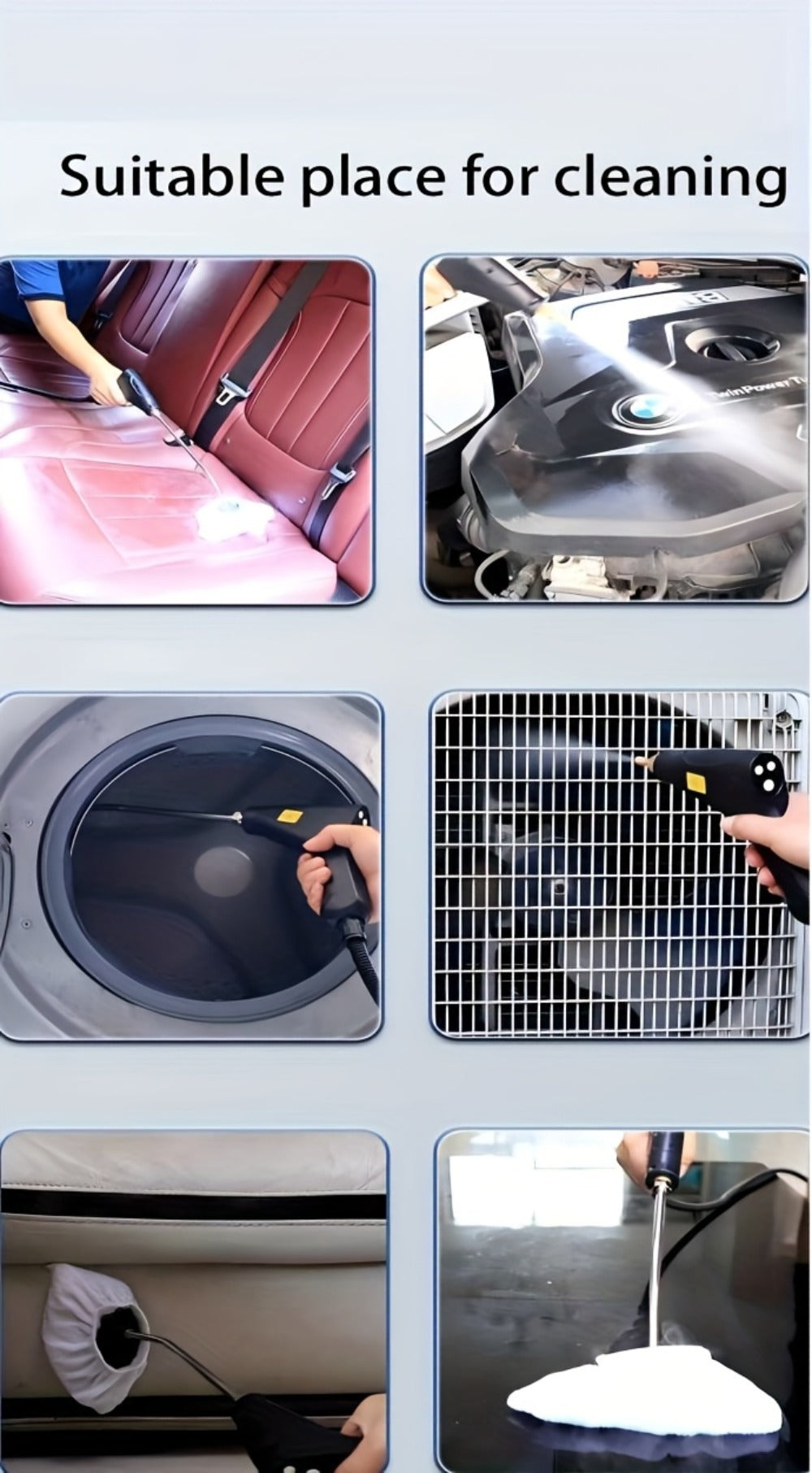 High Temperature Steam Cleaner Handheld Carpet Cleaner High Pressure for Kitchen Grease Sofa Air Conditioner Washing Machine Tile Grout Easy