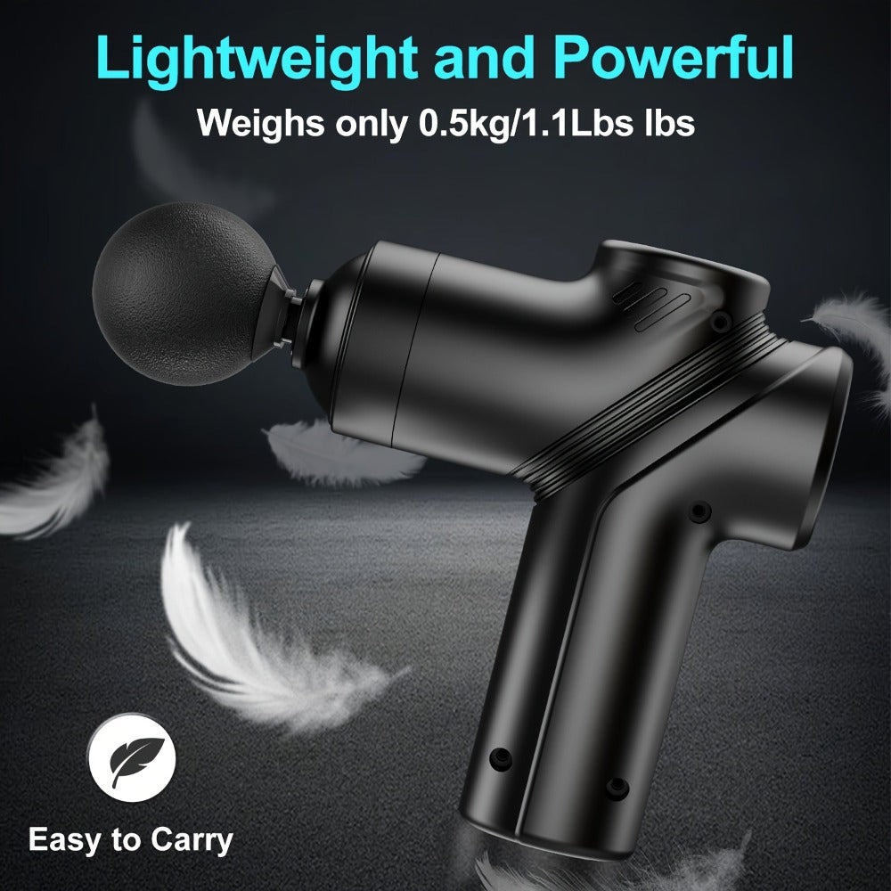 Portable Percussion Massage Gun – Ultra-Quiet Motor, 4 Massage Heads & 6 Adjustable Speeds | Handheld Deep Tissue Massager for Muscle