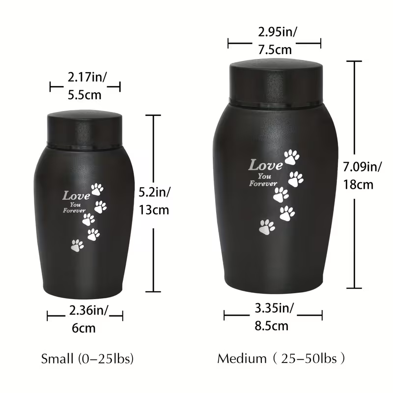Pet Cremation Urn Stainless Steel Paw Print with Love You Forever Inscription, Secure Seal Large Ash Keepsake Box for Dogs Cats Up to 50lbs