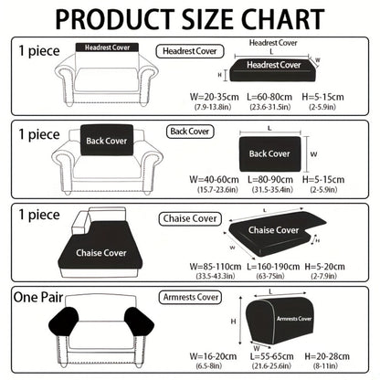Sofa Cover Sectional Panel Options for Single to 4 Seats, Chaise, Armrest Pair or Backrest in Five Colors