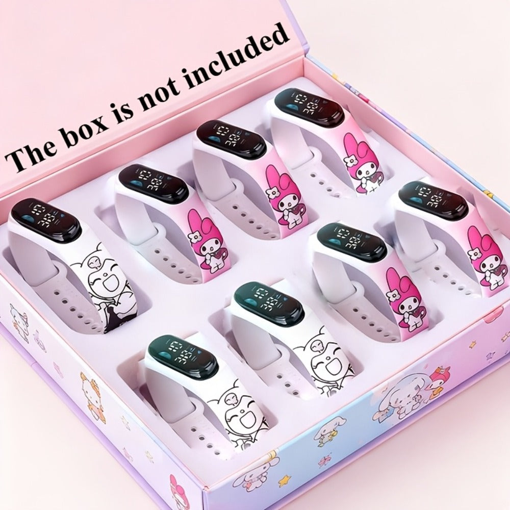 Sanrio Kids Watch Set 10 Pack, Cinnamoroll Kuromi My Melody Pochacco Mixed Colors, Cute Fashion Watches for Girls