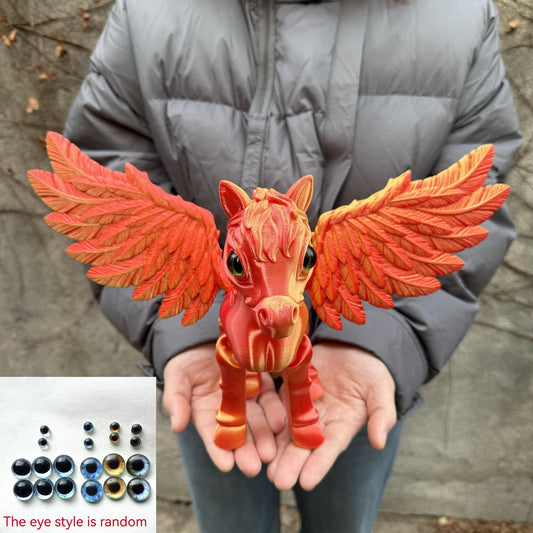 Pegasus Flying Horse Figurine Articulated 3D Printed, Large Poseable Mythology Fantasy Sculpture 10 Color Styles