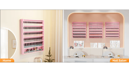 Wall Mount Nail Polish Rack Organizer 6 or 10 Tier with Acrylic Baffle Salon Display Shelf for Gel Polish