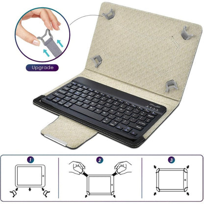 Universal Tablet Case with Wireless Keyboard 10.1 Inch, Removable Bluetooth Keyboard, PU Leather Folio Cover