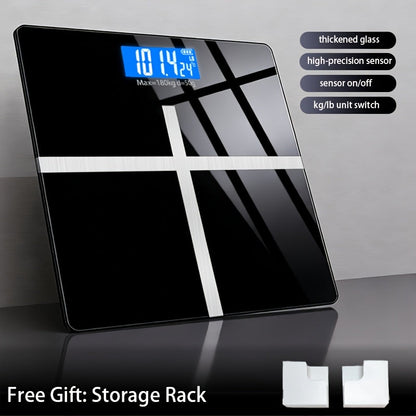 Digital Bathroom Scale with LCD Temperature Display – 396 lb High-Precision Weight Scale, KG/Pounds Switchable, Wide Non-Slip Platform