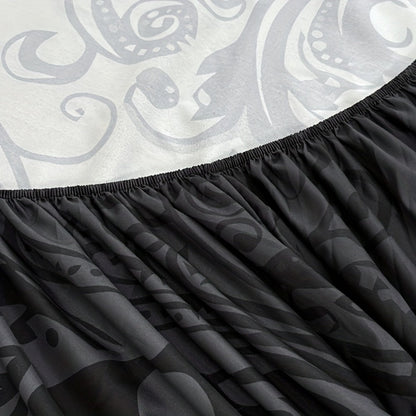 Gothic Skull Fitted Sheet Set 3-Piece, Victorian Baroque Halloween Bedding, 1 Deep Pocket Fitted Sheet + 2 Pillowcases