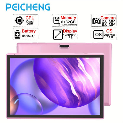 Android Tablet 10.1-Inch with Android 14, 6GB Total RAM, 32GB Internal Storage, WiFi 6 and 6000mAh Battery