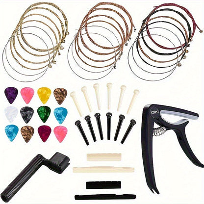 48-Piece Acoustic Guitar Accessory Kit with Strings shown in the 48pcs option