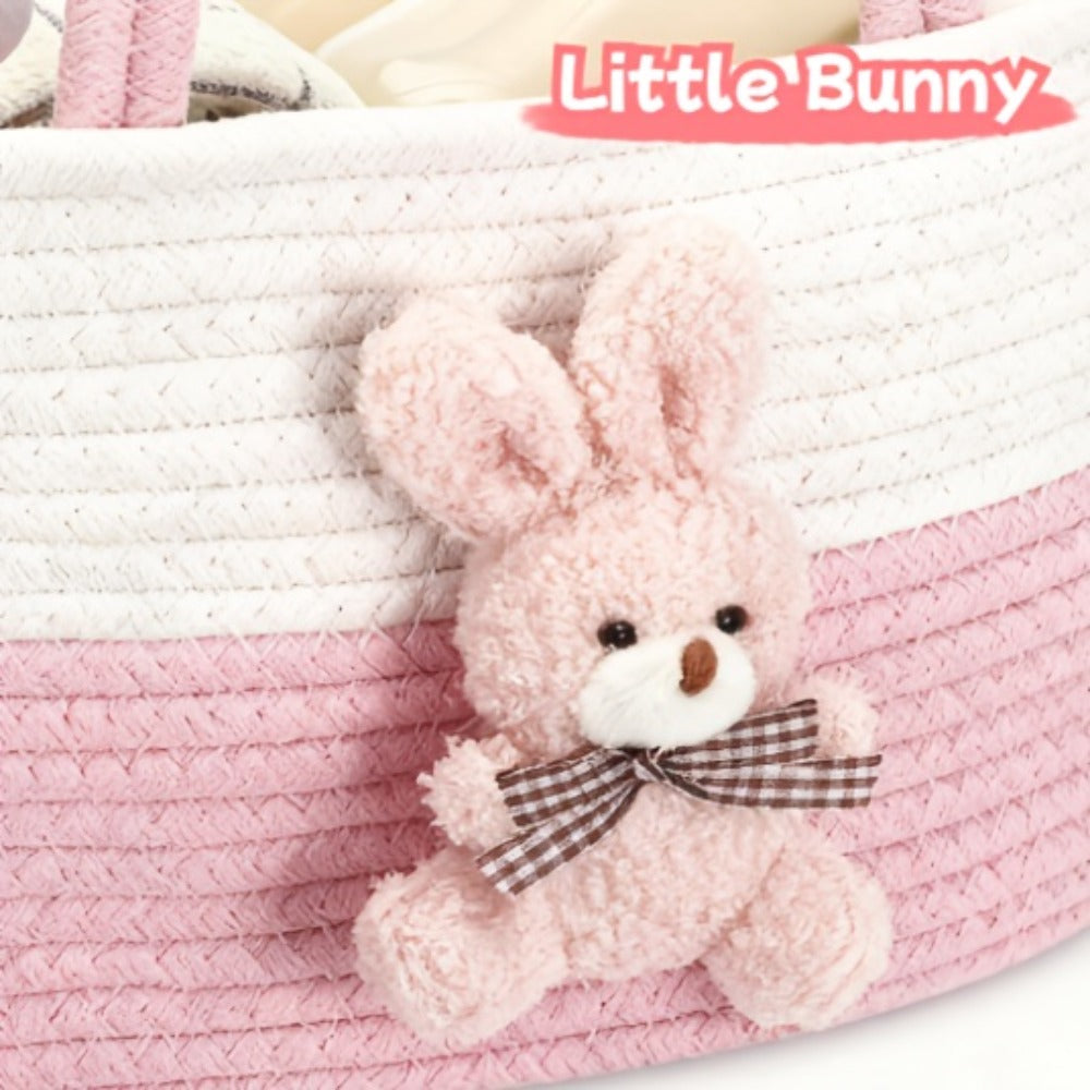 Cute Animal Woven Storage Basket, Decorative Desktop Organizer for Remote Controls, Toys, Stationery & Small Items