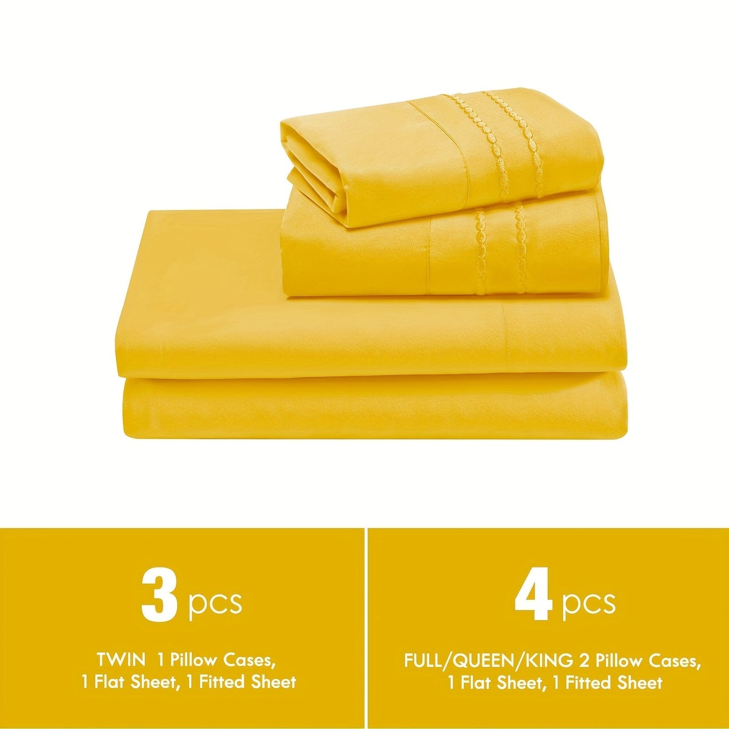Fitted Sheet Set Deep Pocket | Soft Cooling Breathable Bedding 3-4pcs Fade-Resistant All-Season for Twin Full Queen King