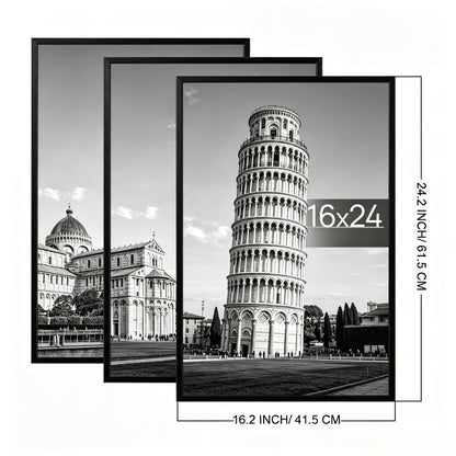 Three-Piece 16 x 24-Inch Poster Frame Set in Black, Golden or Natural Finish for Vertical or Horizontal Walls