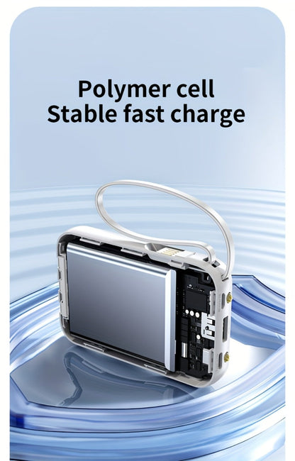 Power Bank 50000mAh 22.5W with Integrated Cable Array, Digital Display and LED Flashlight in Two Colors