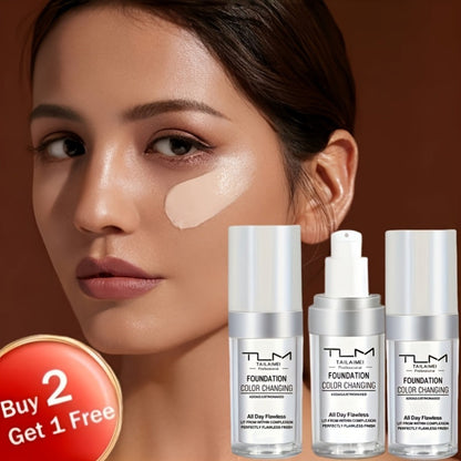 Color-Change Label Liquid Foundation Three-Bottle Set with Pump Tops and One 3pcs Checkout Option