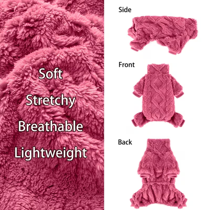 Fleece Dog Turtleneck Jumpsuit with Six Colors, Four-Leg Cut and XXS–M Sizes for Small Pets