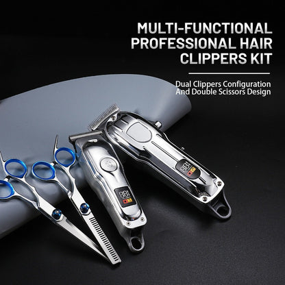 Hair Clipper MENSURE Single or Two-Tool Cordless Set with Type-C Charging, LCD Display and Seven Guide Combs