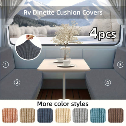 RV Dinette Cushion Covers 4 Pack Stretch Jacquard Sofa Seat Backrest Slipcovers Anti-Pet Hair for Entryways, Bedrooms and Living Spaces