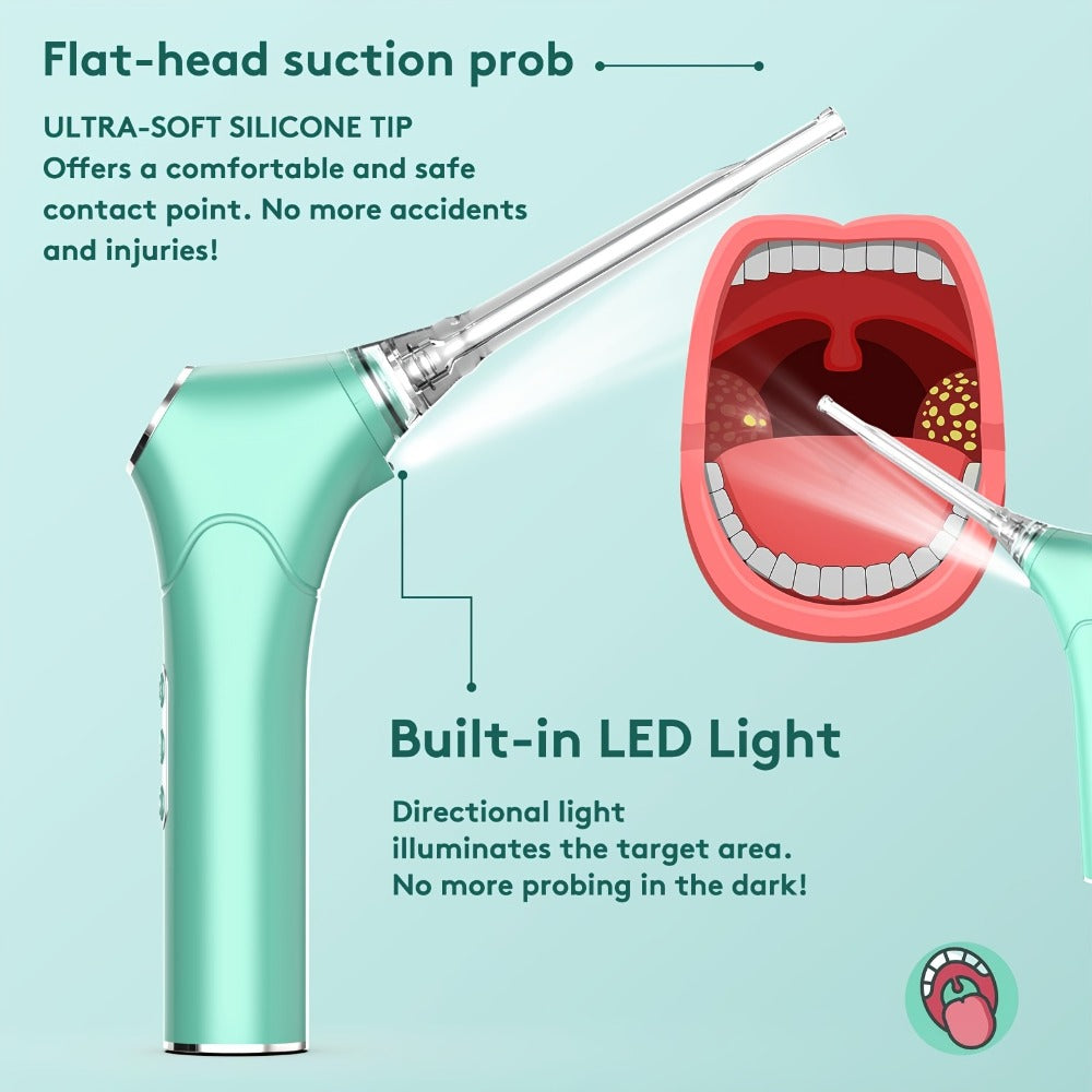 Tonsil Stone Remover Electric Vacuum Kit, Built-In LED Light, 3 Suction Modes & 5X Magnifying Mirror, Oral