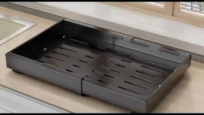 Expandable Pull-Out Cabinet Organizer with 12.6-20.5 Inch Width, Three-Track Slides and 2- or 4-Drawer Options