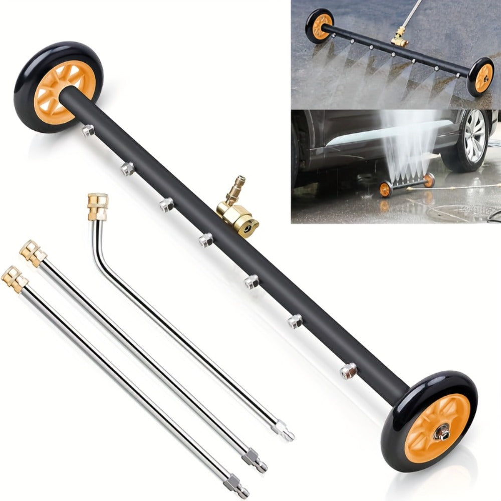 Undercarriage Cleaner with 4000 PSI Rating, Seven Nozzles, Rolling Bar and Three Extension Wands