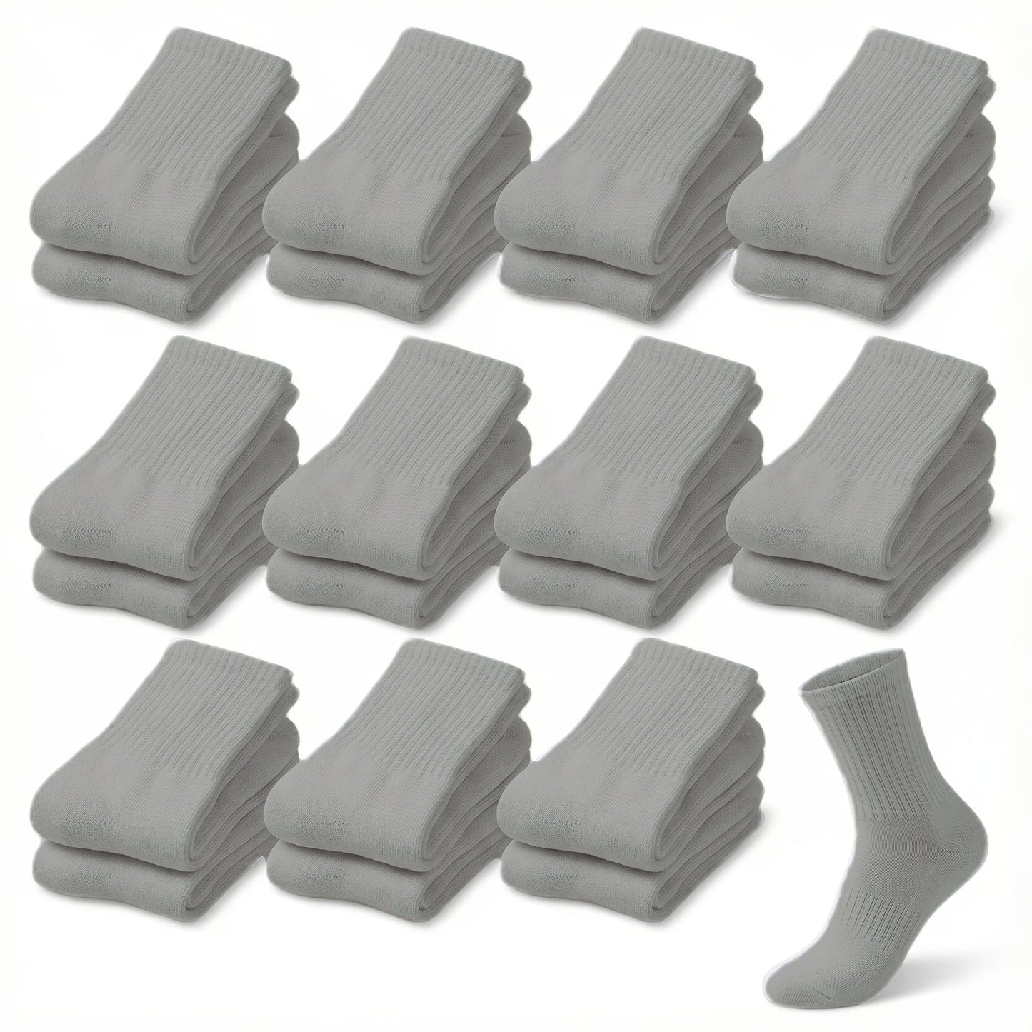 12-Pair Crew-Length Diabetic Sock Set for Adults in White, Black or Grey with 9-11 and 10-13 Sizes