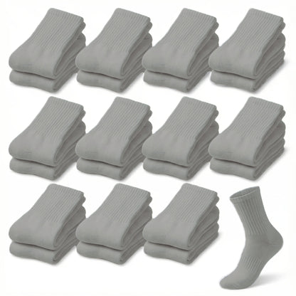 12-Pair Crew-Length Diabetic Sock Set for Adults in White, Black or Grey with 9-11 and 10-13 Sizes