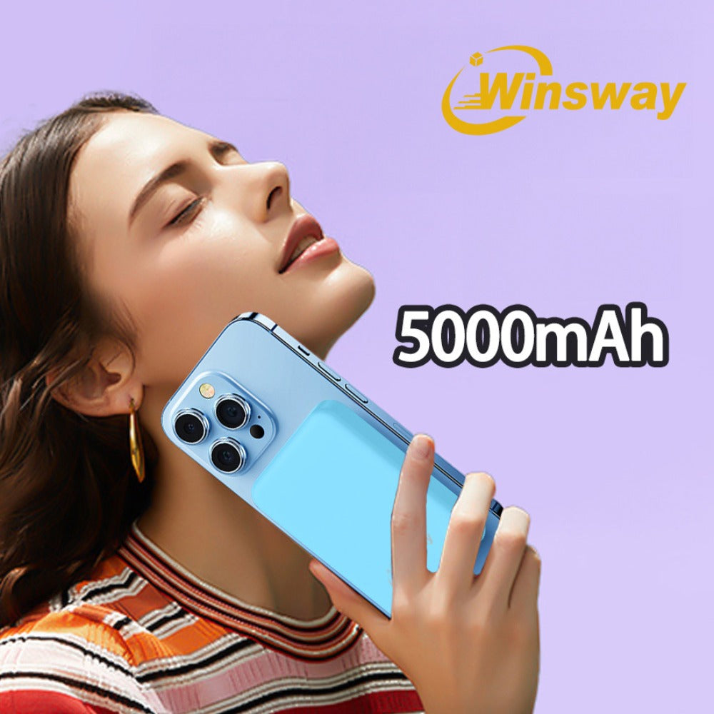 Power Bank Magnetic 5000mAh Mini with Wireless Charging, PD, QC3.0 and Eight Colors for Travel