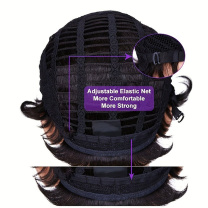Synthetic Wig 10-Inch Short Body Waves in Natural Black with Adjustable Cap for Daily Style
