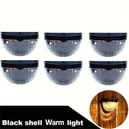 Six-Piece Solar Wall Light Set with Fan-Beam Pattern, 9 x 6.5 x 5cm Black Shells and Two Light Colors