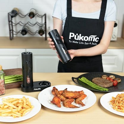 Electric Pepper Grinder Set USB-C Rechargeable with LED Light Ceramic Core Adjustable for Grilling, Camping and Outdoor Meals