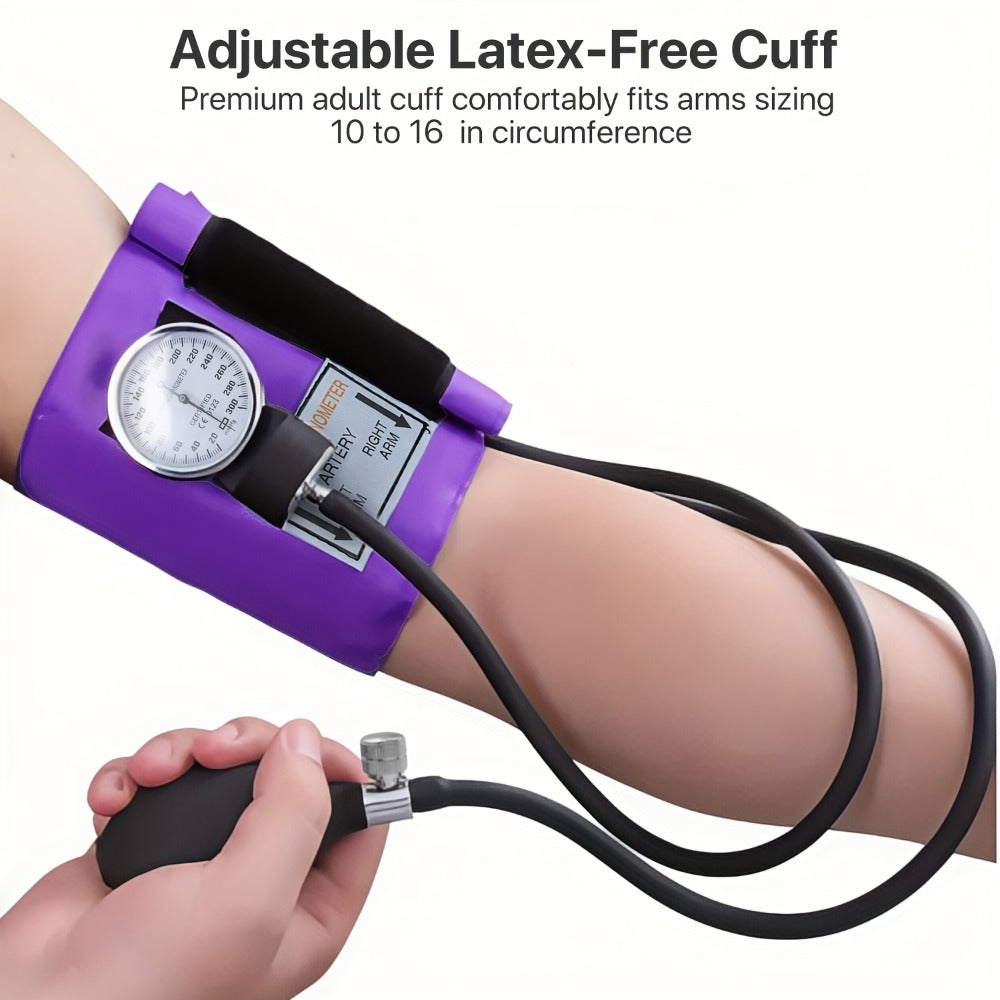 Blood Pressure Monitor Manual Aneroid Set, Upper-Arm Nylon Cuff with Dial Gauge, Stethoscope and Case