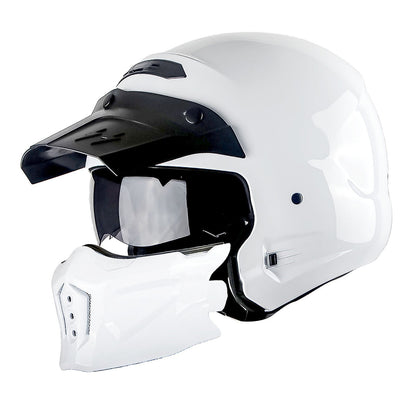 Motorcycle Helmet Convertible Full/Open-Face Shell with Detachable Mask, Smoked Shield, S-XL Sizes and Multiple Styles
