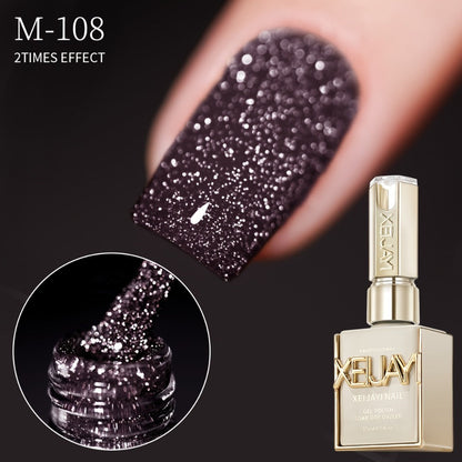 Gel Nail Polish 5-Color Broken-Stone Glitter Set in 0.51oz Bottles with Sparkling Finish and UV/LED Soak-Off Cure