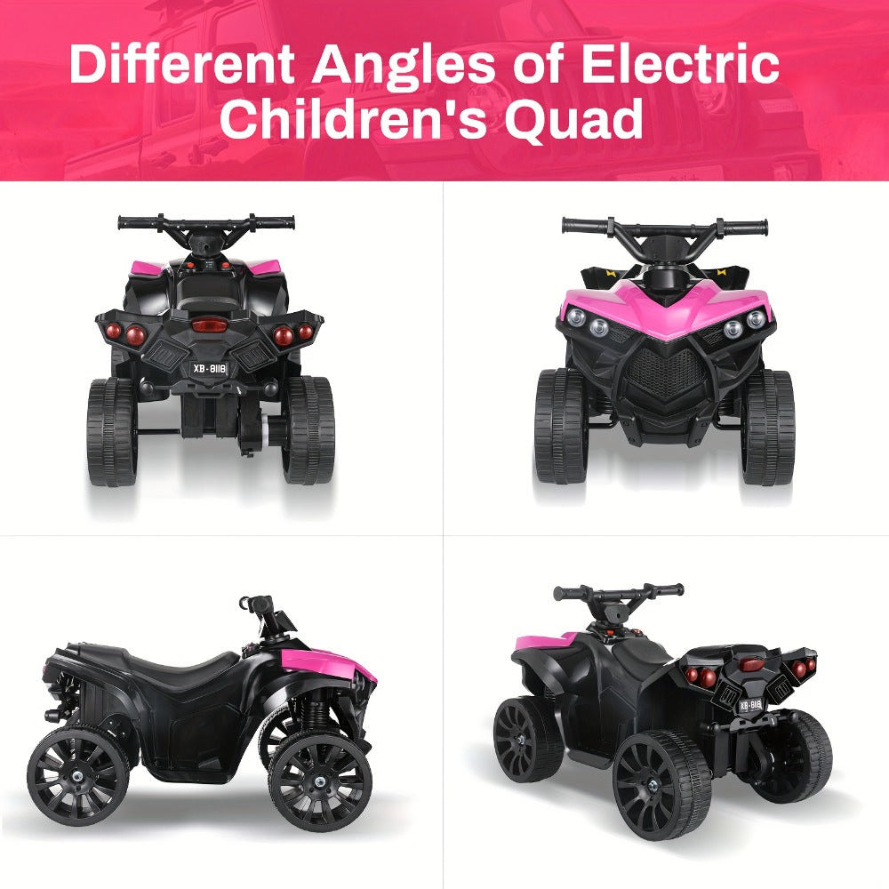 6V Kids Electric Quad ATV Ride-On 4-Wheeler with Headlights Foot Pedal Accelerator Treaded Anti-Slip Tires 1.86 MPH Outdoor Birthday Gift