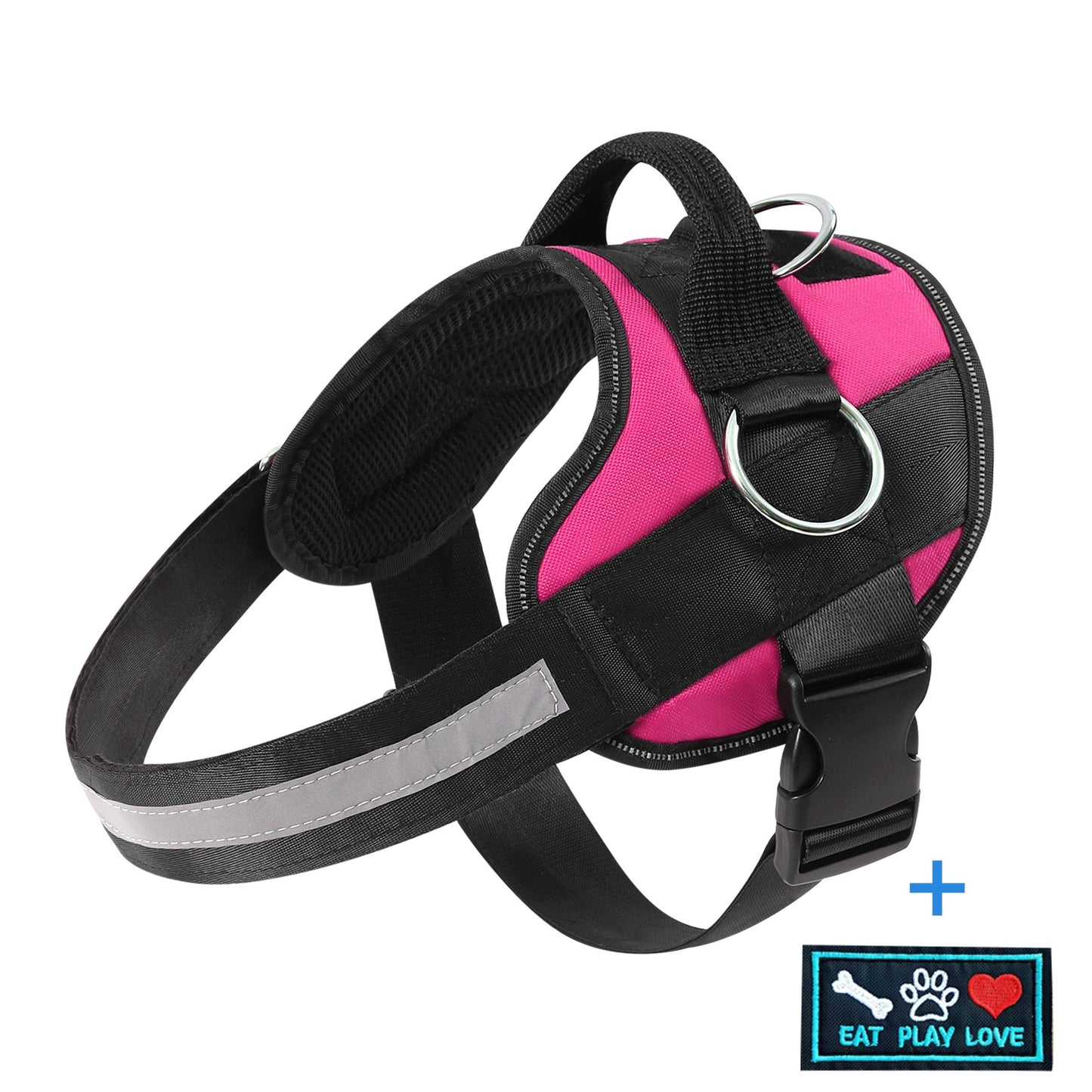 Reflective-Trim Dog Harness in Seven Colors and XS–XXL with Chest Band, Back Ring and Top Handle