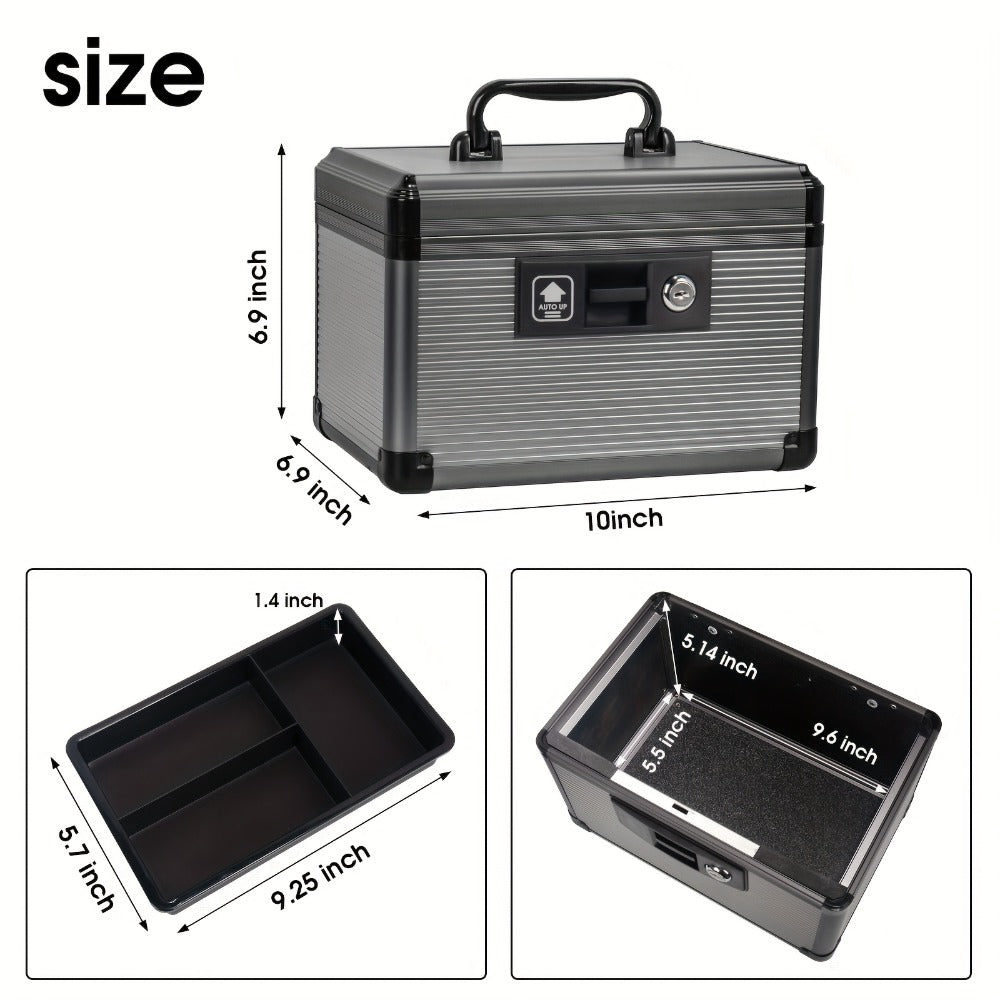 Aluminum Alloy Lockable Medicine Box – Double Layer Large Capacity Storage Box with Key Lock, Handle & Tray for Medicines