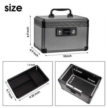 Aluminum Alloy Lockable Medicine Box – Double Layer Large Capacity Storage Box with Key Lock, Handle & Tray for Medicines