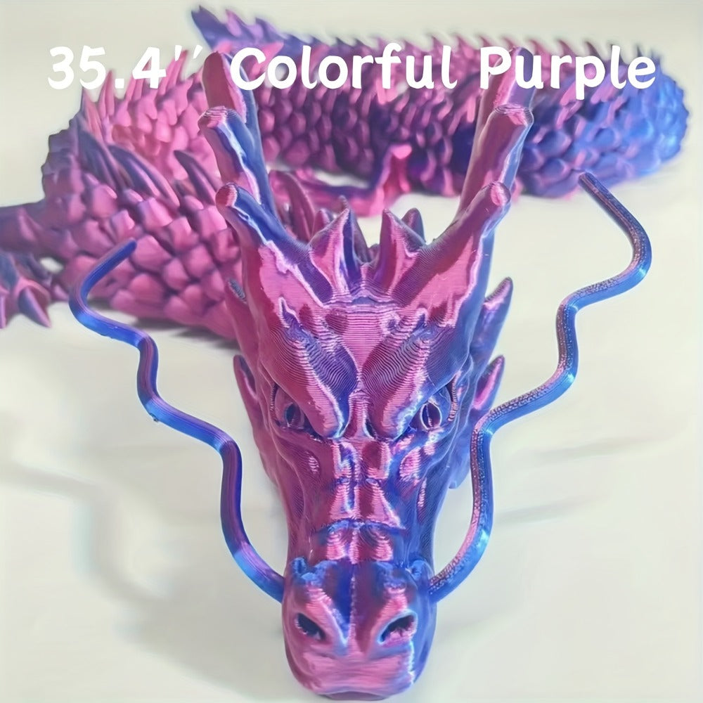Crystal Dragon Fidget Toy 3D Printed Articulated Figure, Large Poseable Flexible Joints Fantasy Dragon