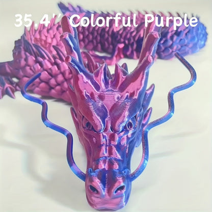 Crystal Dragon Fidget Toy 3D Printed Articulated Figure, Large Poseable Flexible Joints Fantasy Dragon