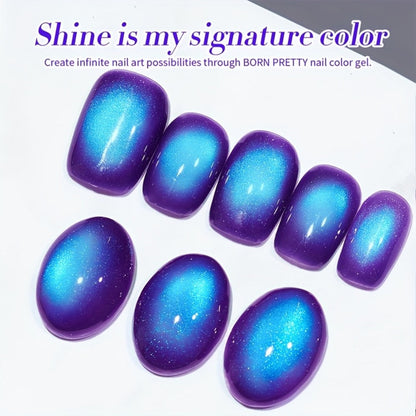 Cat Eye Magnetic Gel Nail Polish 10ml – Blueberry Glitter Purple Blue Glass Bead Sparkling Effect, UV LED Semi-Permanent Gel Varnish