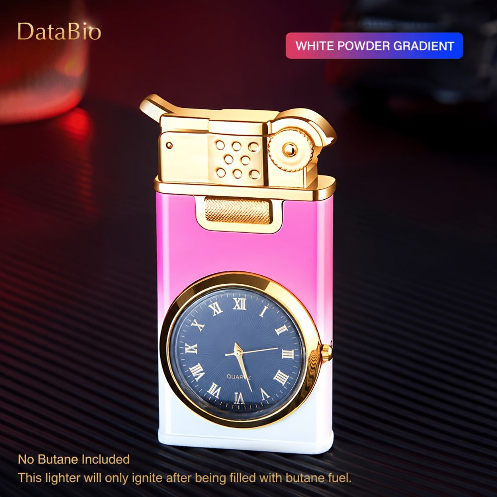 DataBio Quartz-Dial Torch Lighter with Rectangular Body, Dual Flame Outlets and Two Finishes