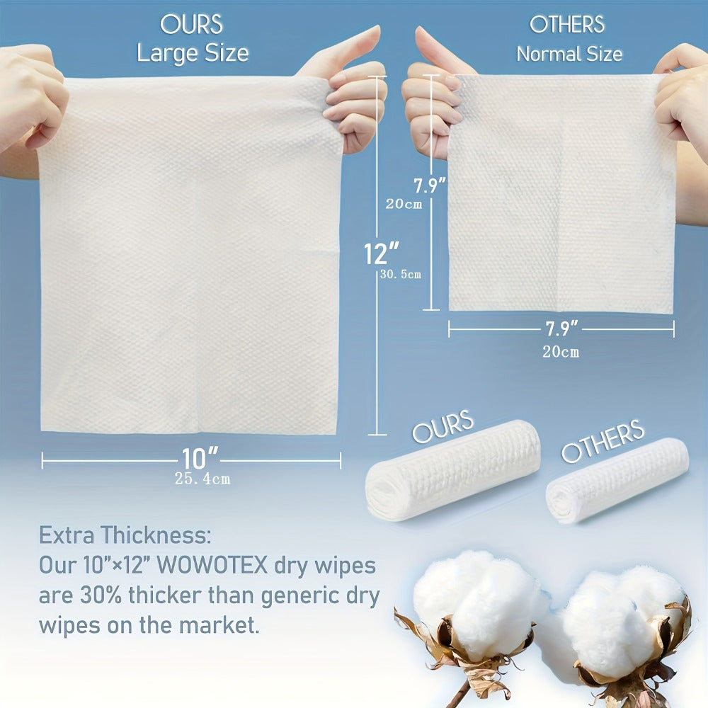 Disposable Cotton Face Towels 100% Pure Extra Thick Soft 10x12 Inch One Time Use Cleansing Towel, for an Everyday Personal Care Routine