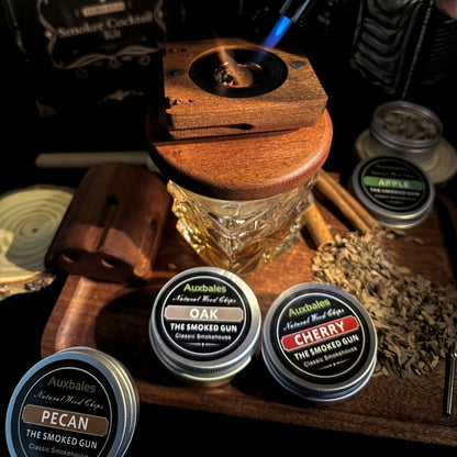 Whiskey Smoker Kit with 4 Wood Chip Flavors & Filters, Cocktail Smoker Set, Whiskey Gifts for Men
