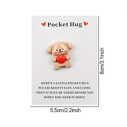 Pocket Hug Cards Emotional Support – Cute Heart Dog Mini Cards with Resin – Thinking of You for Parties, Celebrations and Guest Favors