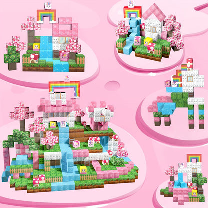 Magnetic Cube Building Set in 48-Piece or 110-Piece Pink, Blue, Green and Brown Fantasy Options