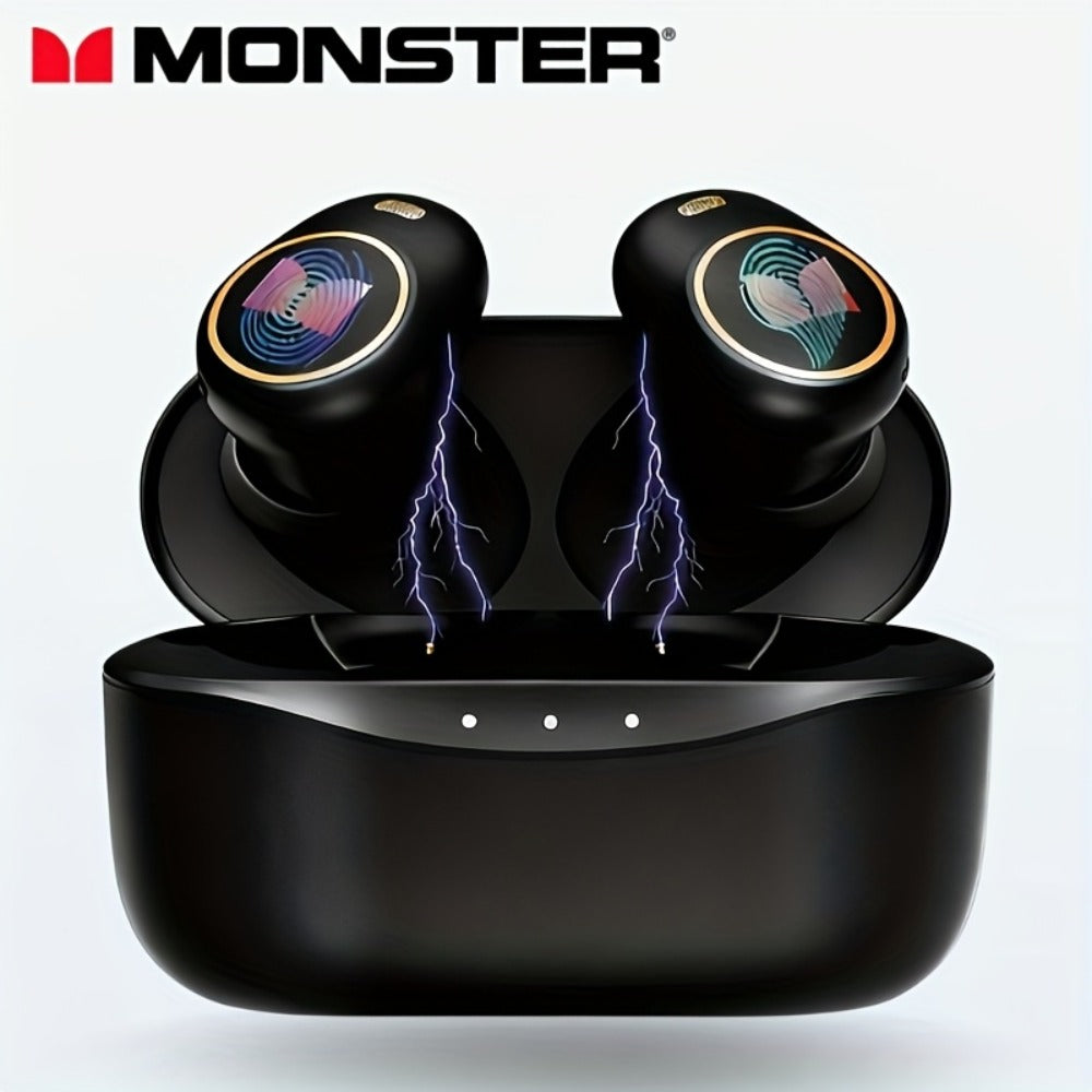 Monster True Wireless Earbuds Bluetooth 5.3 TWS Hi-Fi Sound Dual Noise-Cancelling Mic Touch for an Everyday Personal Care Routine
