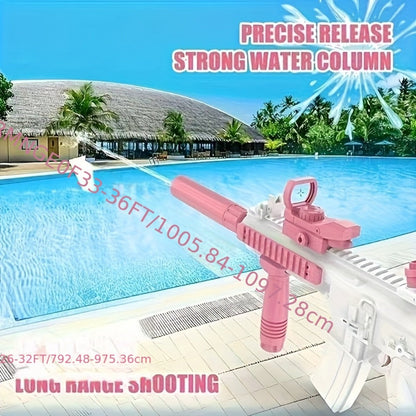 Continuous-Fire Water Gun for Kids & Adults, High- Long-Range Squirt Blaster for Summer Beach Pool Backyard Outdoor Play