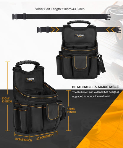 Tool Belt Bag – 18-Pocket Large Tool Organizer Pouch with Wide Mouth Opening, Polyester for Construction